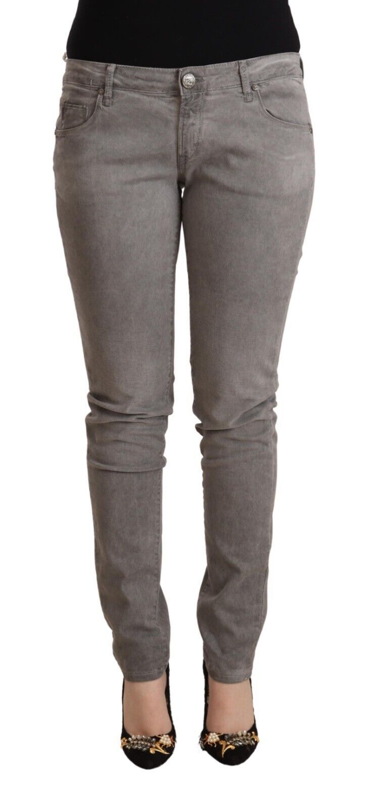 Light Gray Washed Cotton Slim Fit Denim Jeans - ventzia