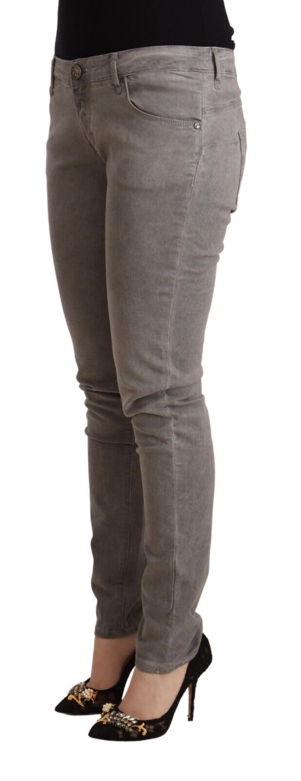 Light Gray Washed Cotton Slim Fit Denim Jeans - ventzia
