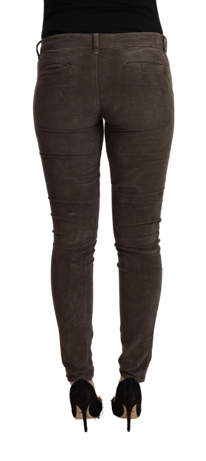 Brown Cotton Slim Fit Denim Low Waist Jeans - ventzia