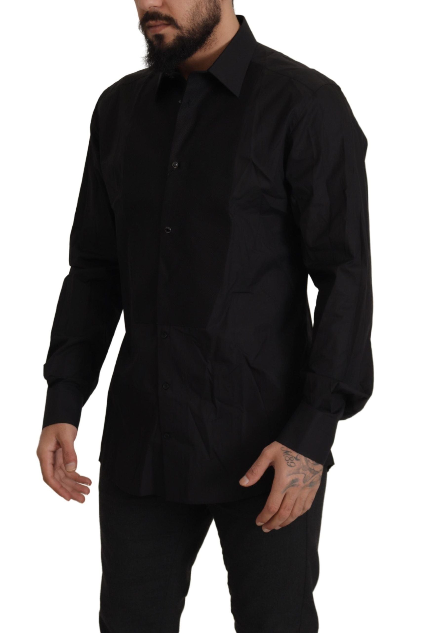 Black GOLD Slim Fit Tuxedo Dress Shirt - ventzia