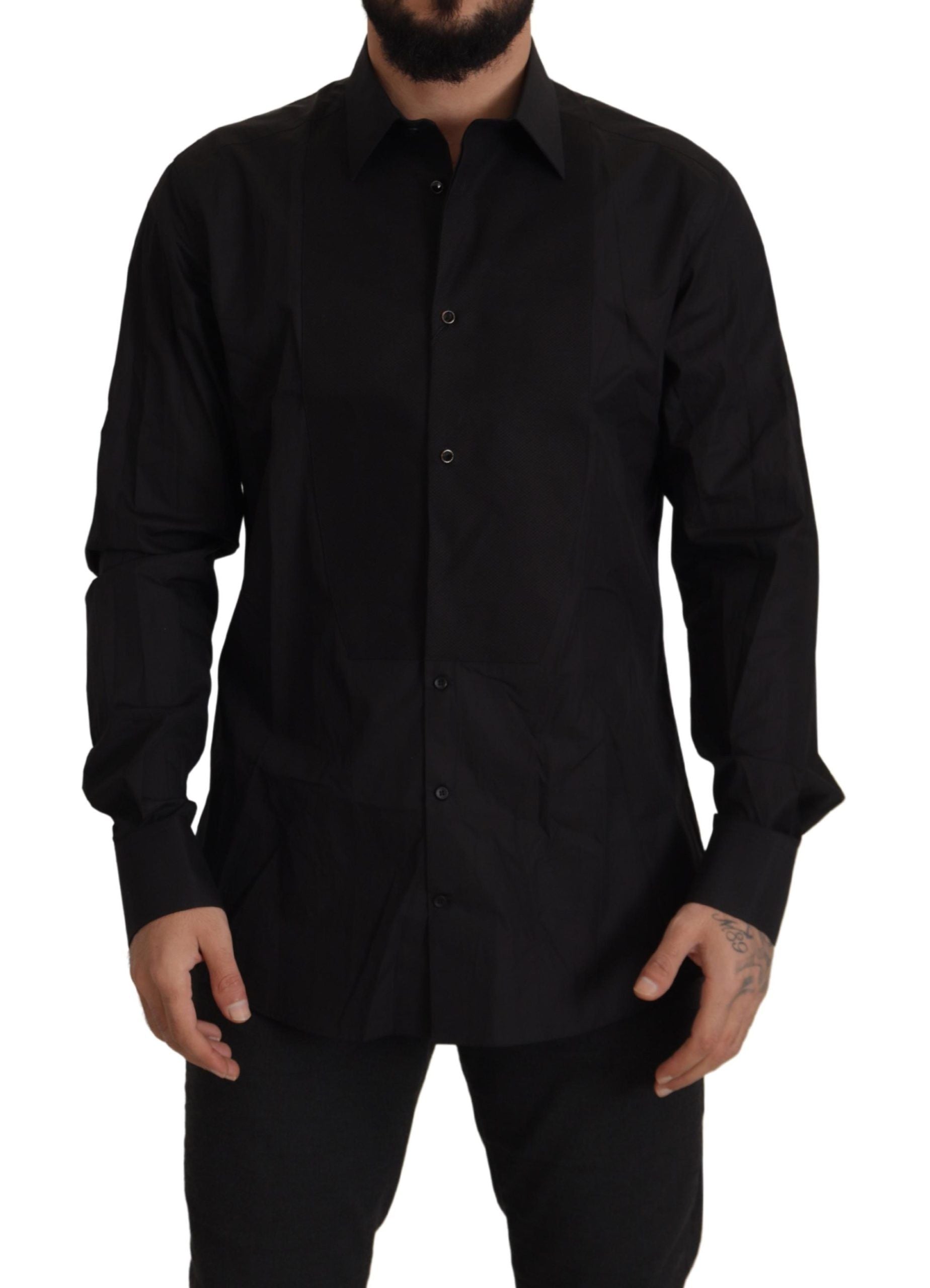 Black GOLD Slim Fit Tuxedo Dress Shirt - ventzia