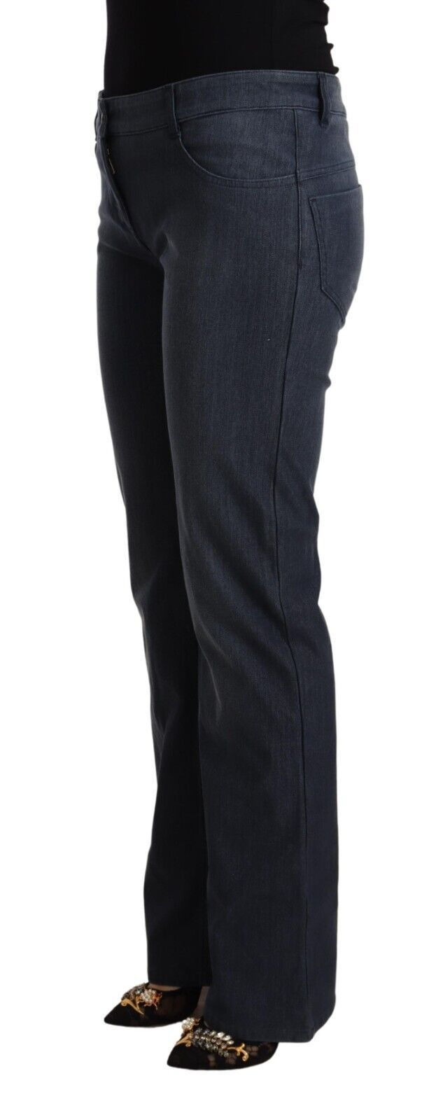 Dark Blue Cotton Straight Denim Jeans - ventzia