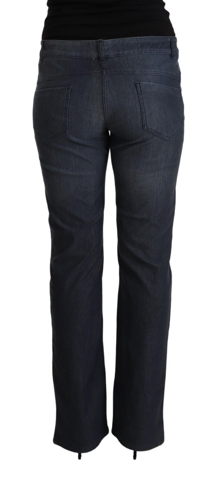 Dark Blue Cotton Straight Denim Jeans - ventzia