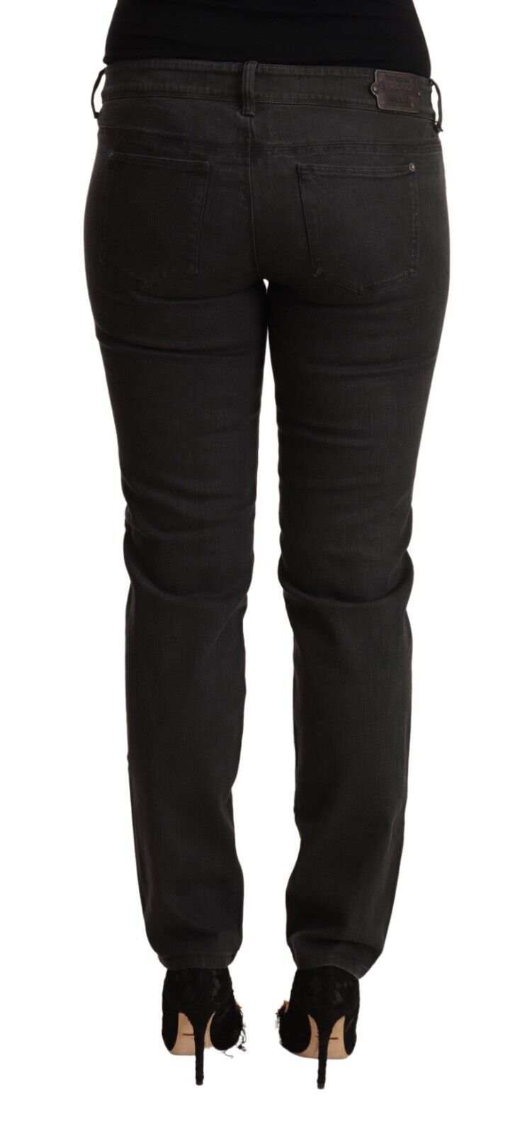 Black Low Waist Skinny Denim Cotton Jeans - ventzia