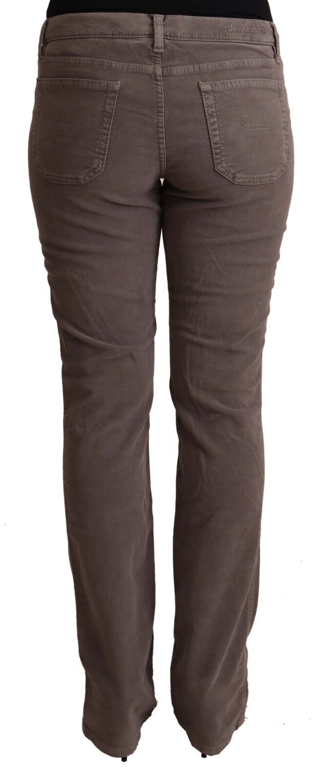 Brown Cotton Low Waist Iconic Patches Leg Denim Jeans - ventzia