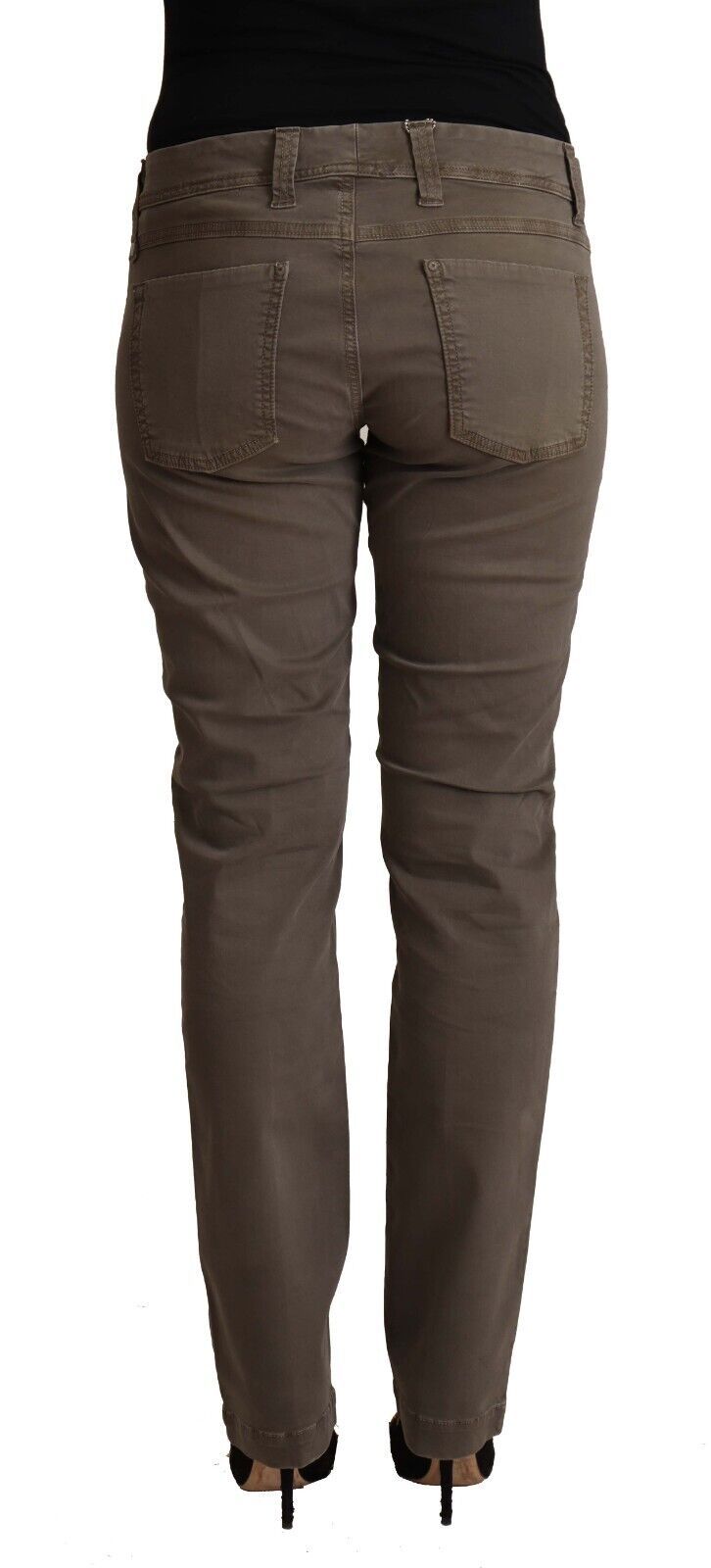 Brown Cotton Low Waist Skinny Casual Jeans - ventzia