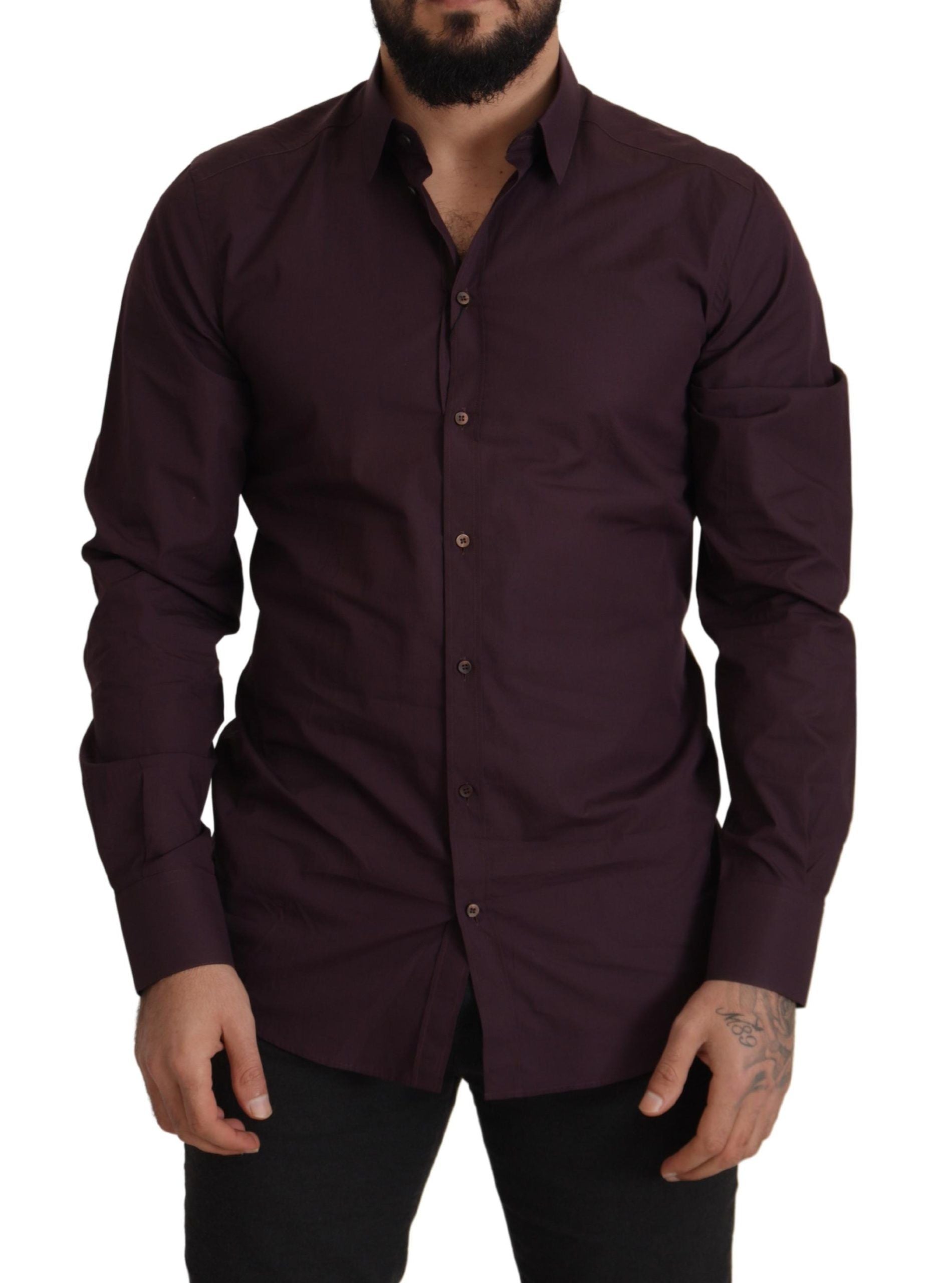 Purple Cotton GOLD Slim Fit Dress Shirt - ventzia