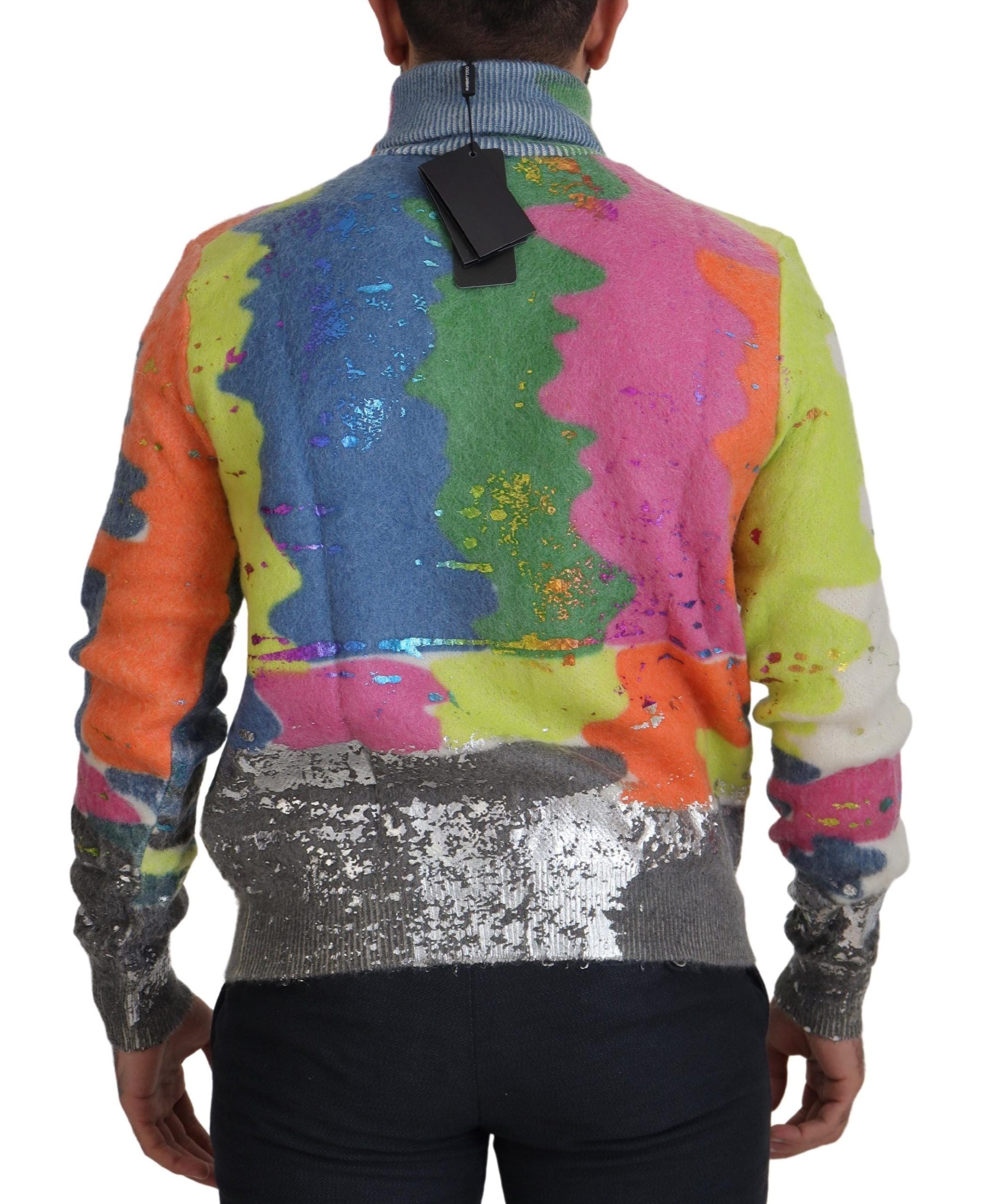 Multicolor Turtleneck Pullover Mohair Sweater - ventzia
