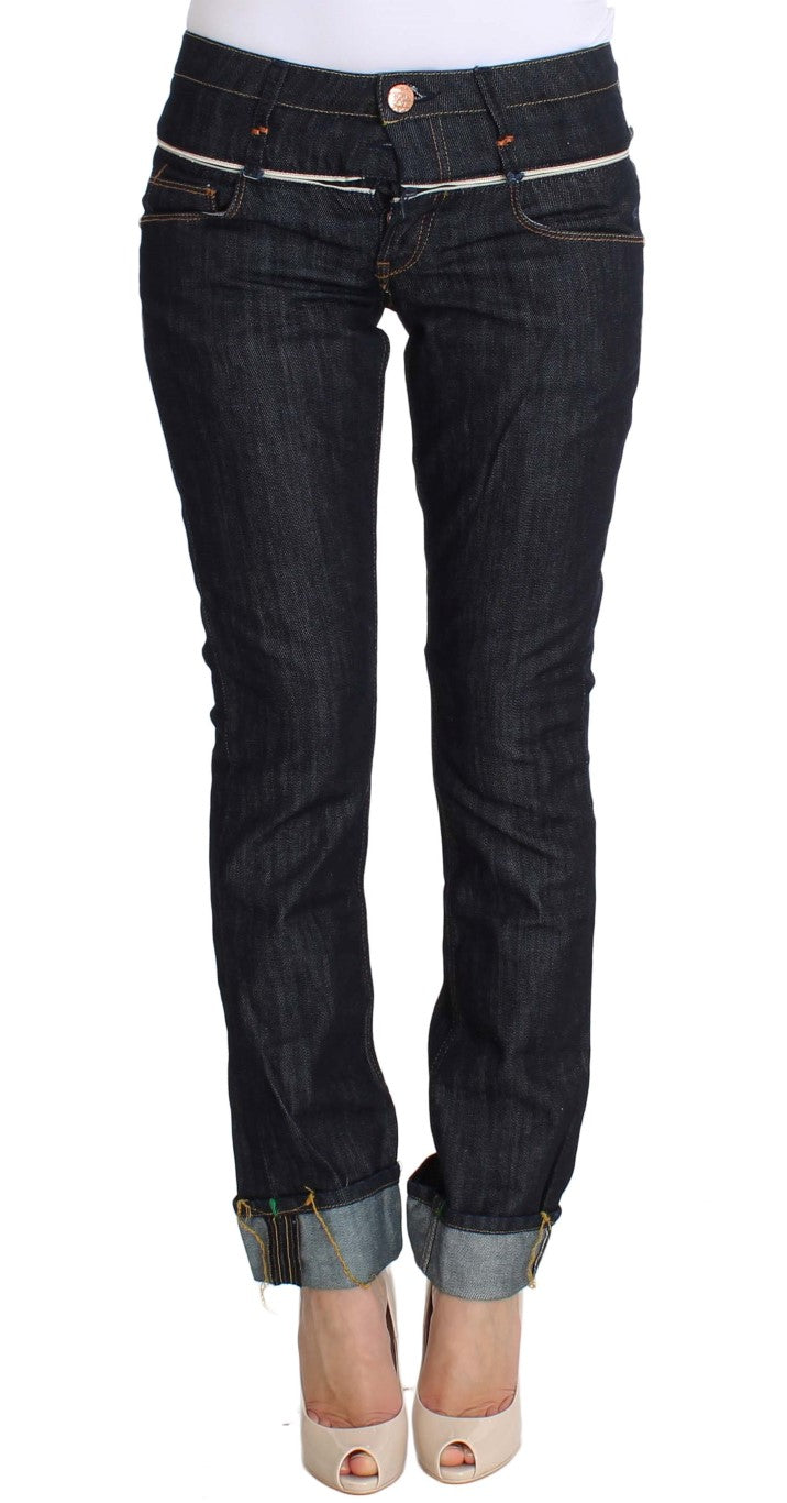 Elegant Straight Leg Dark Blue Jeans - ventzia