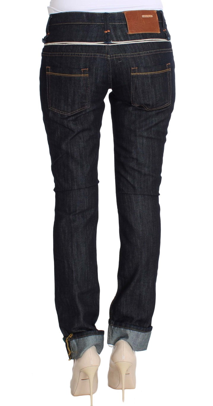 Elegant Straight Leg Dark Blue Jeans - ventzia