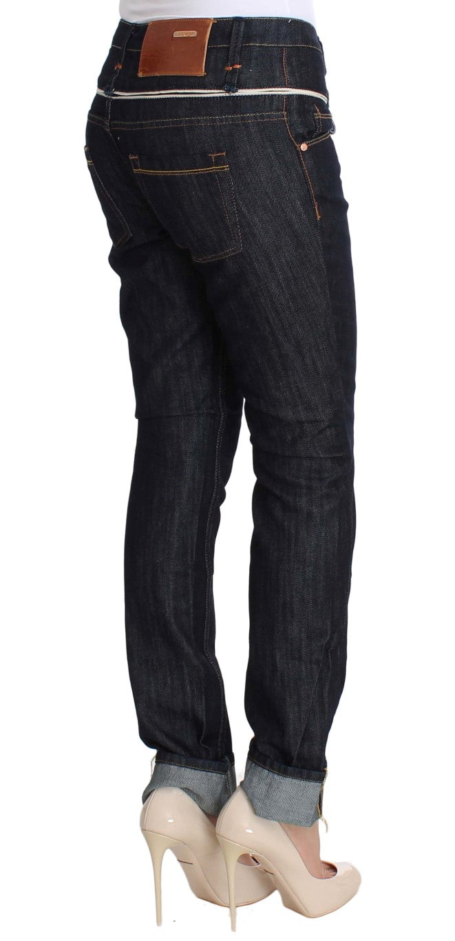 Elegant Straight Leg Dark Blue Jeans - ventzia