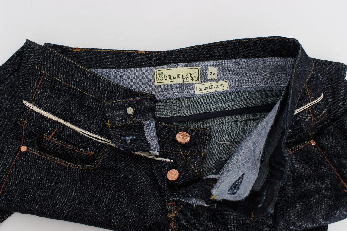 Elegant Straight Leg Dark Blue Jeans - ventzia