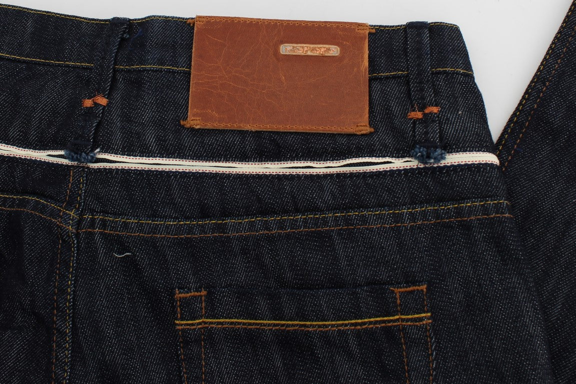 Elegant Straight Leg Dark Blue Jeans - ventzia