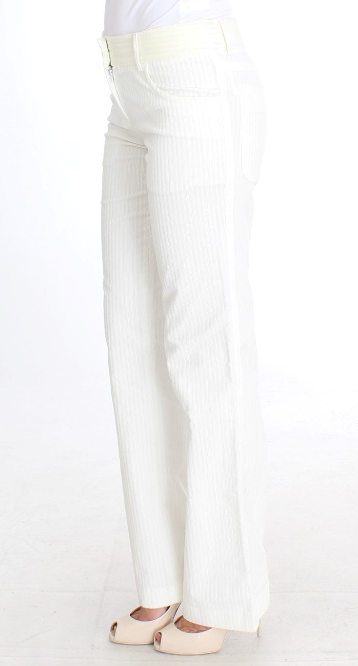 Chic White Striped Straight Fit Pants - ventzia