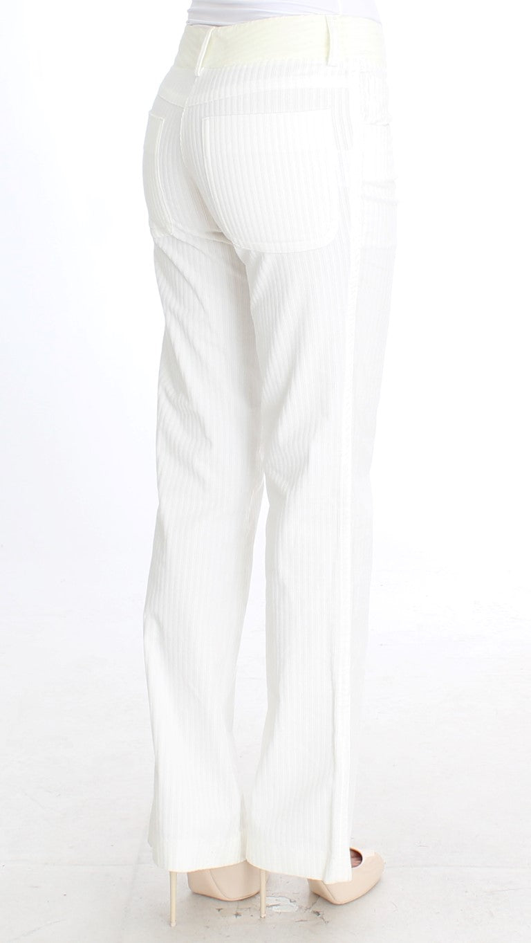Chic White Striped Straight Fit Pants - ventzia