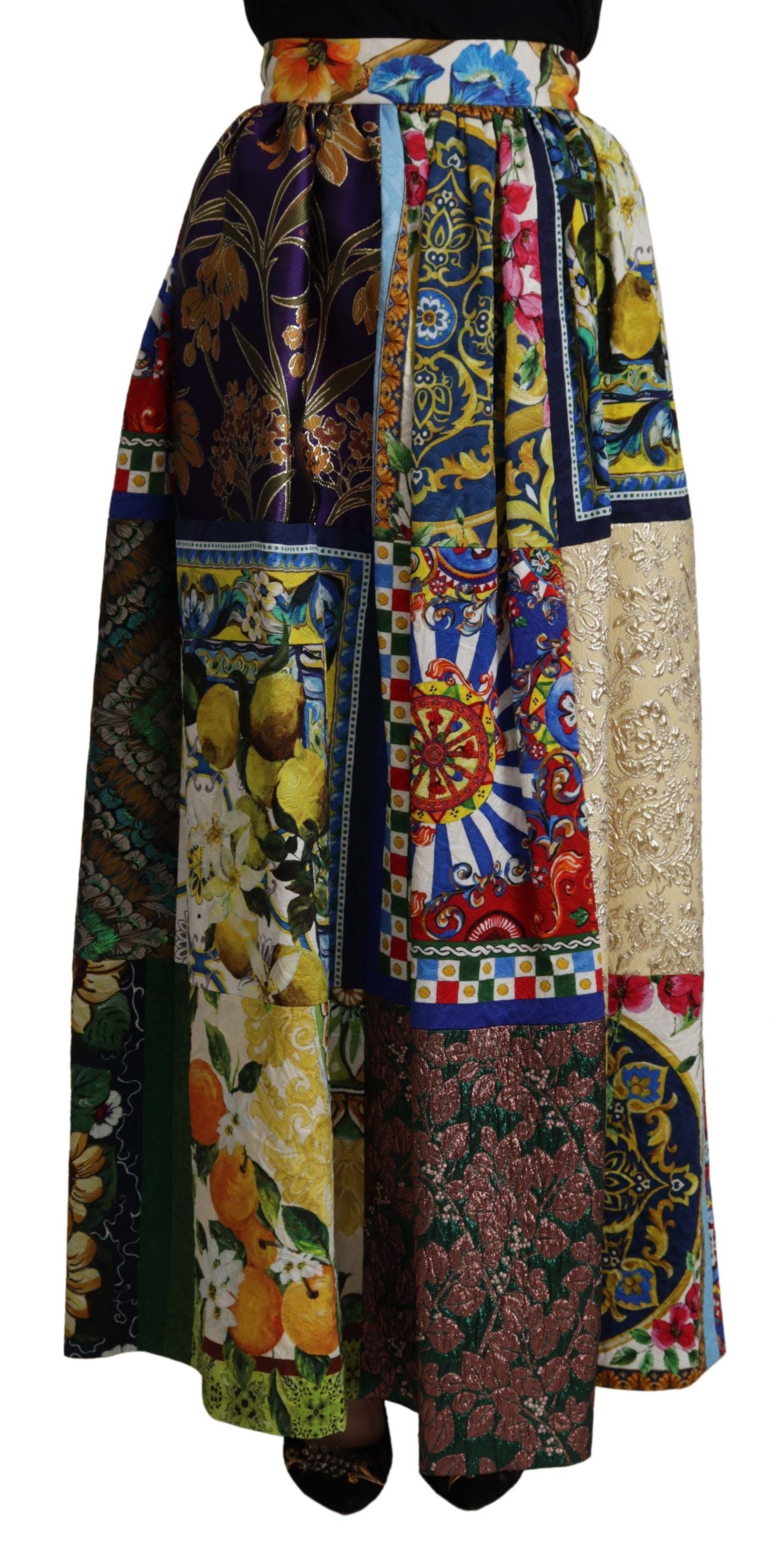 Multicolor Patchwork Sicily Long Maxi Skirt - ventzia