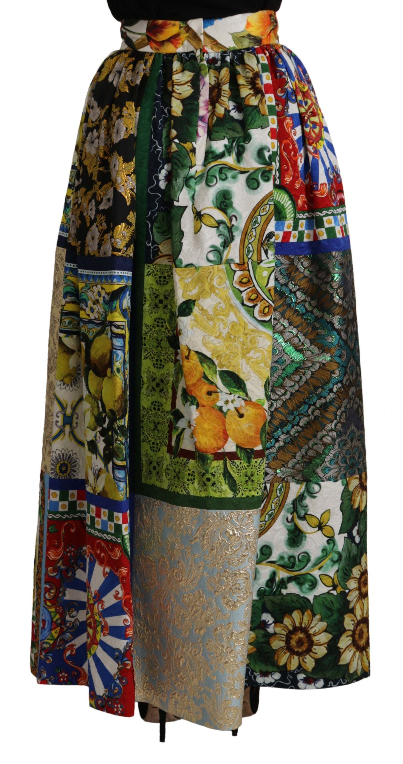 Multicolor Patchwork Sicily Long Maxi Skirt - ventzia