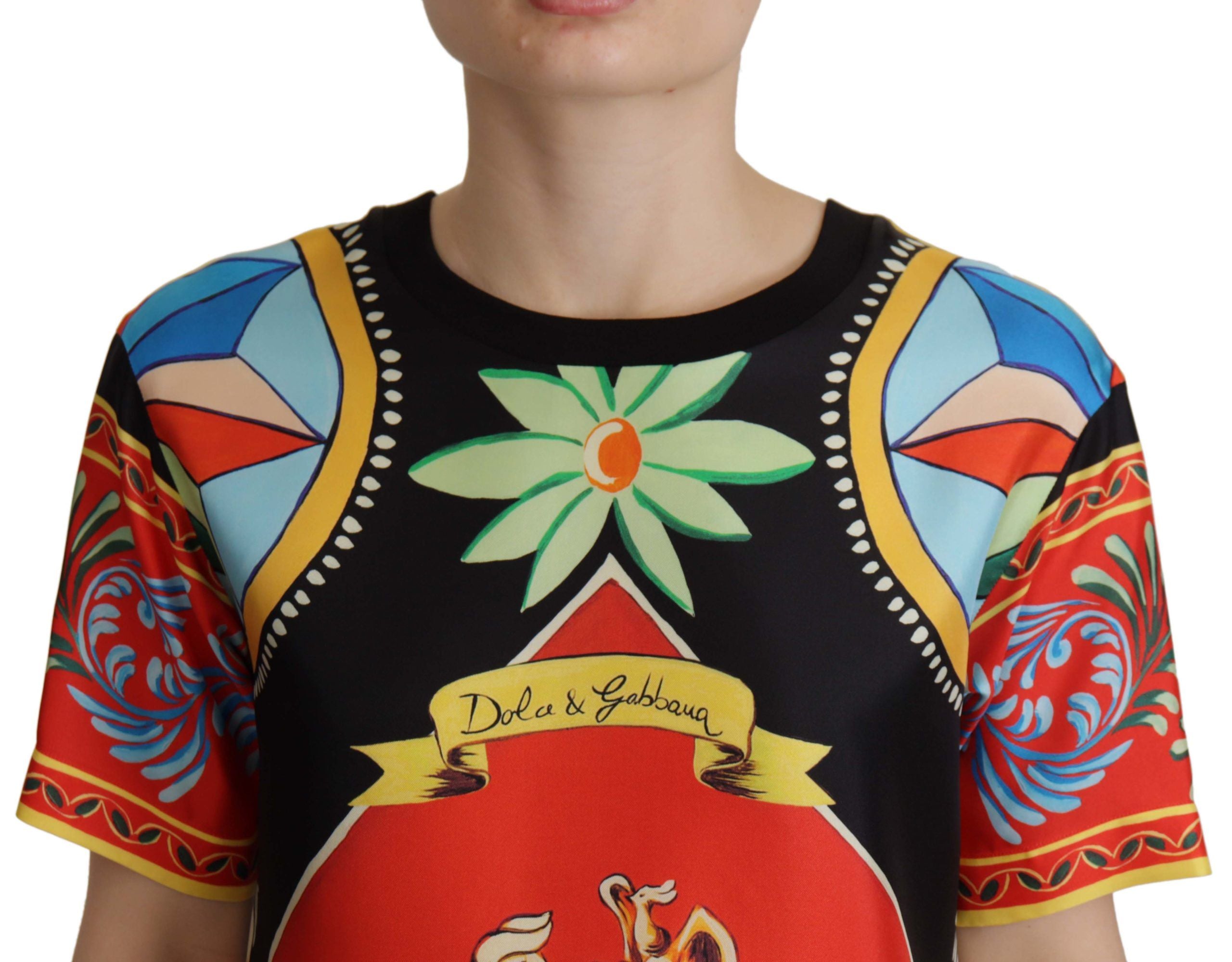 Multicolor Soldier Carretto Silk Top  T-shirt - ventzia
