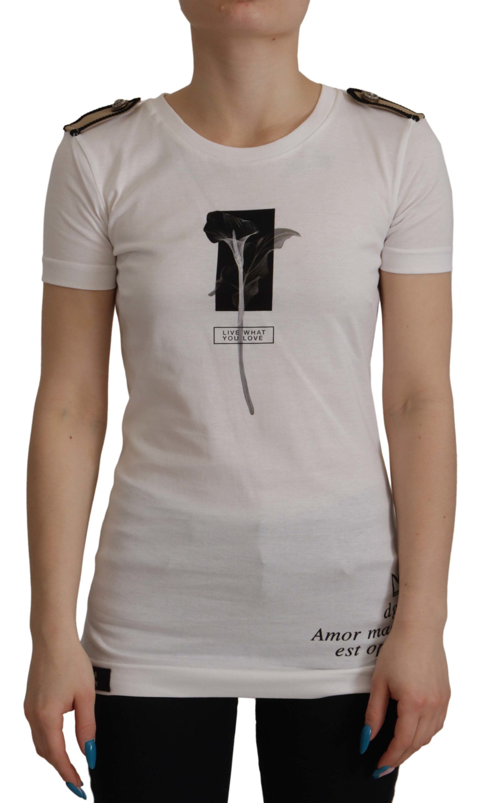 White Black Roses Crewneck Cotton  T-shirt - ventzia