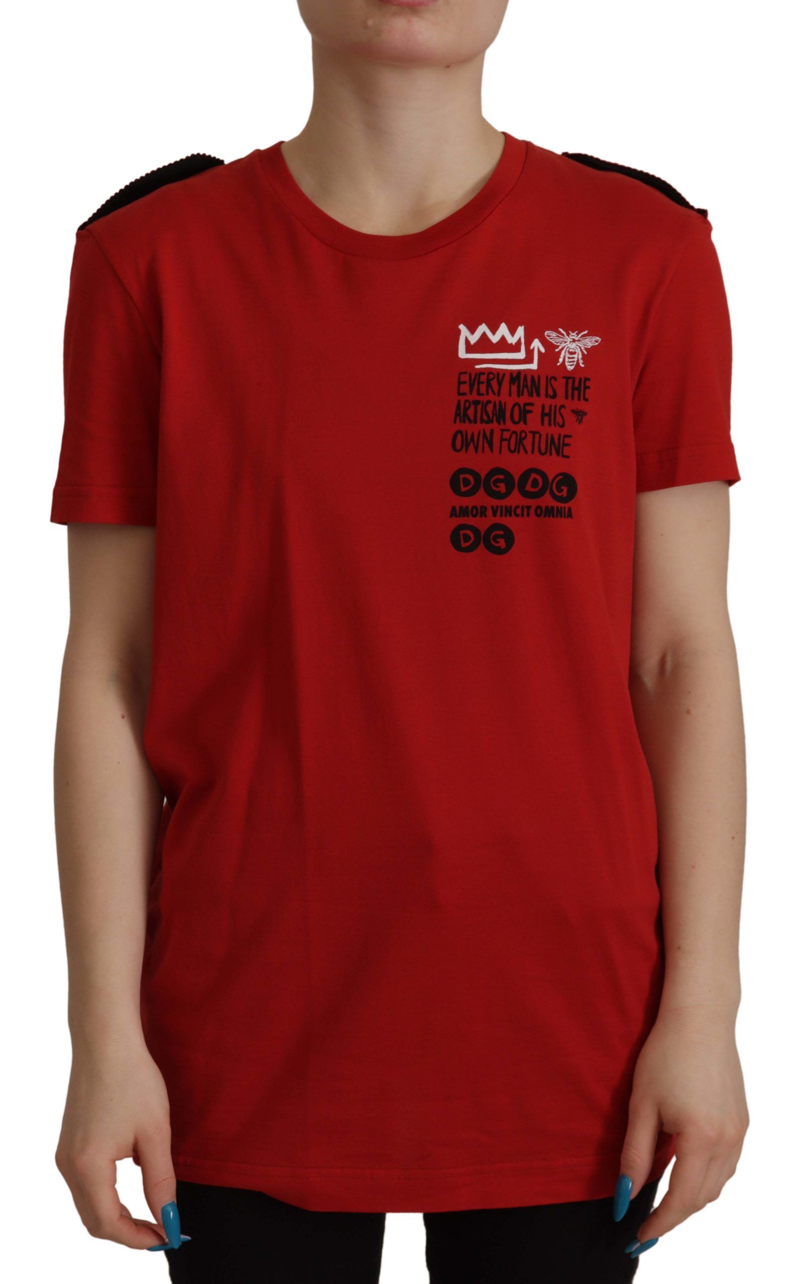 Red Amor Vincit Omnia Crewneck T-shirt - ventzia