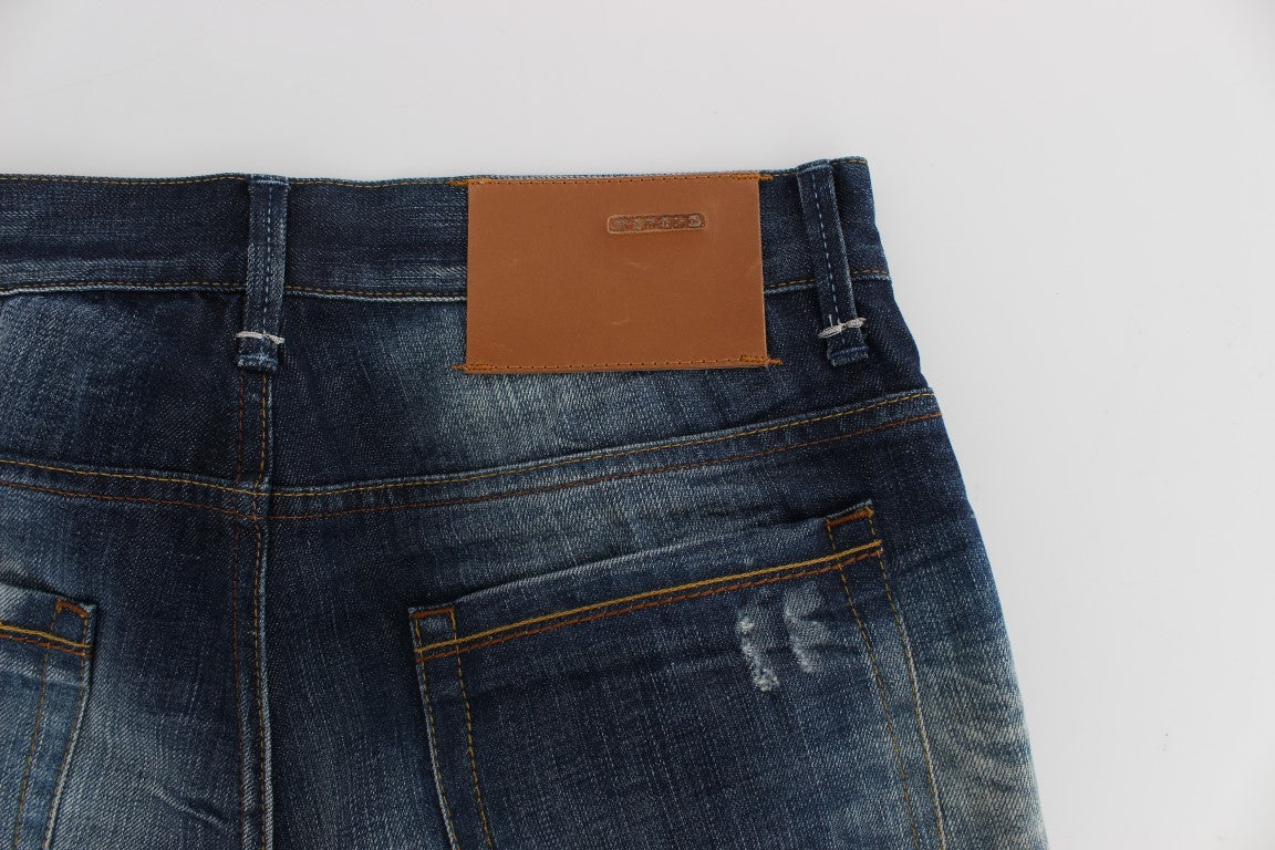 Blue Wash Cotton Denim Regular Fit Jeans - ventzia