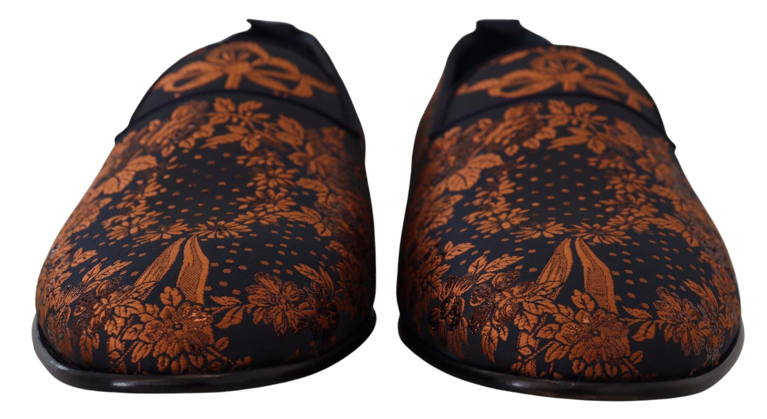 Blue Rust Floral Slippers Loafers Shoes - ventzia