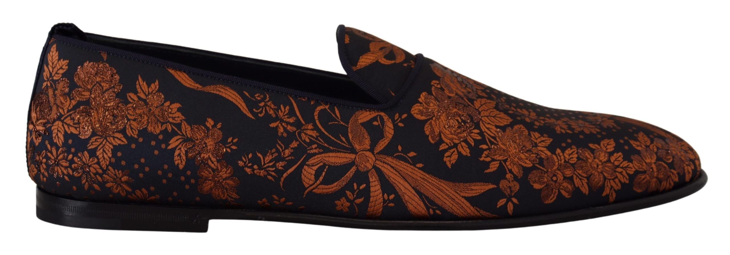 Blue Rust Floral Slippers Loafers Shoes - ventzia