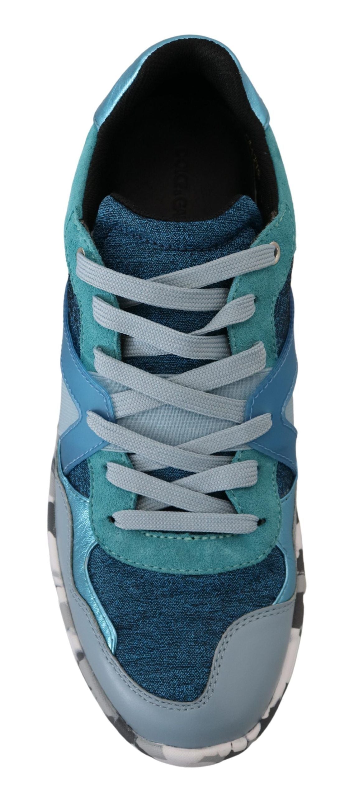 Blue Gray Leather Sport Low Top Sneakers - ventzia