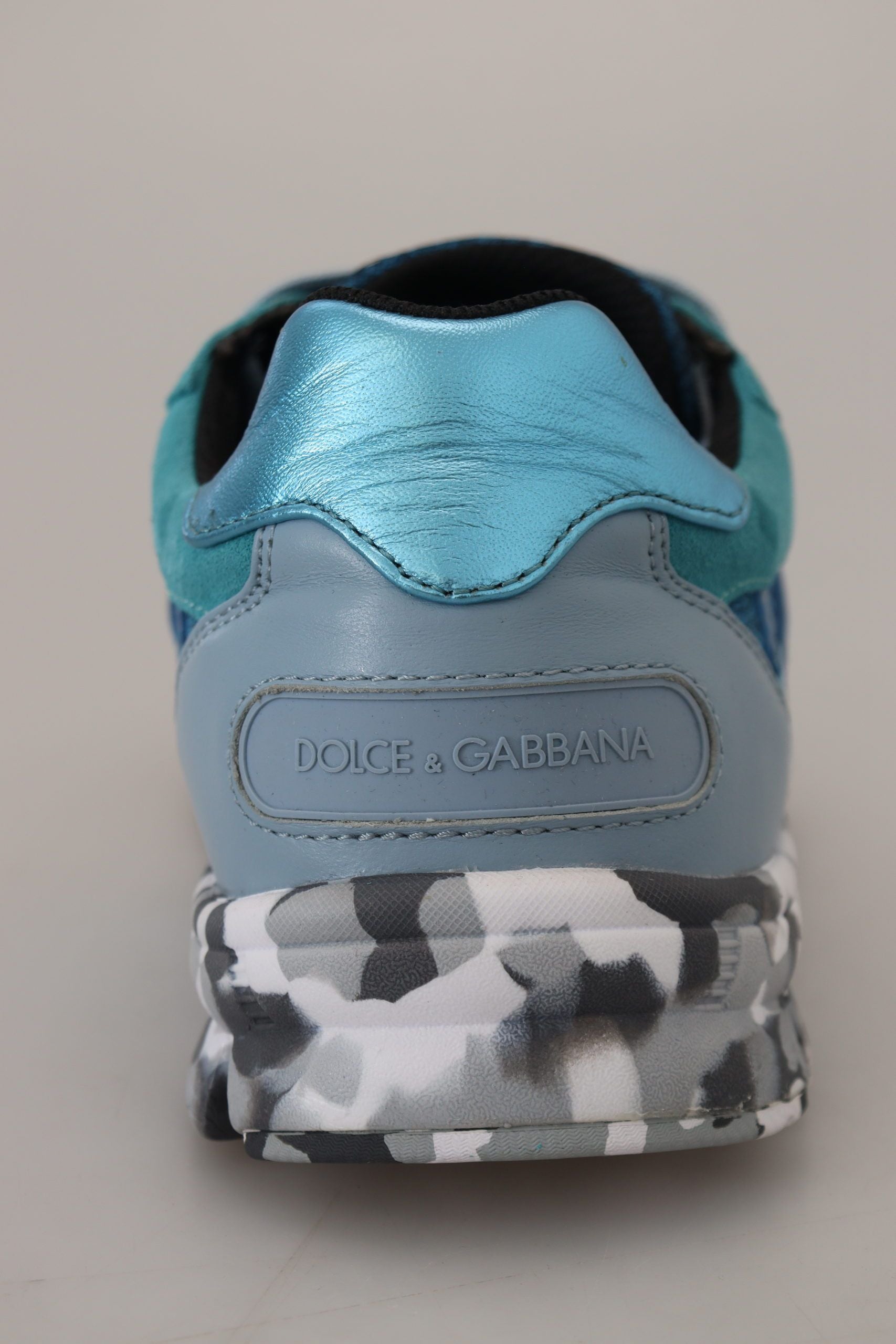 Blue Gray Leather Sport Low Top Sneakers - ventzia