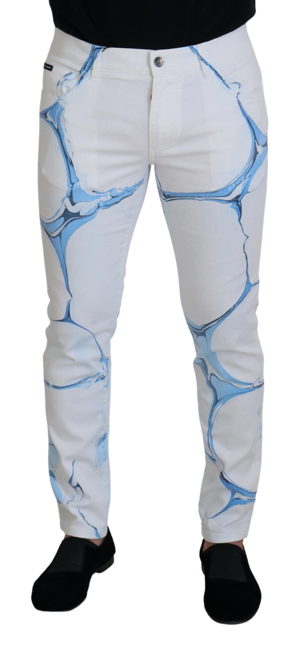 White Blue Denim Cotton Jeans Stretch Skinny Fit Pant - ventzia