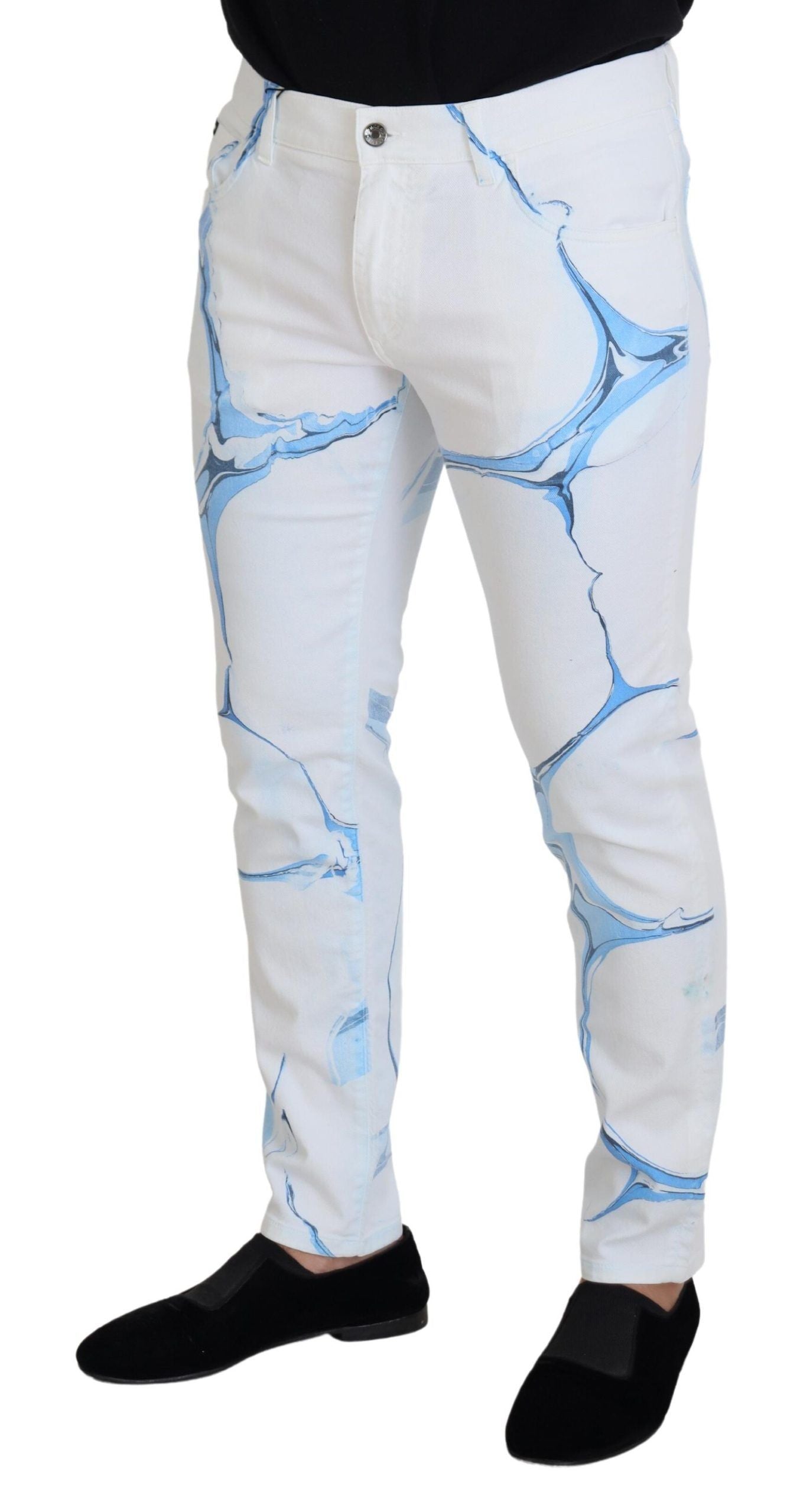 White Blue Denim Cotton Jeans Stretch Skinny Fit Pant - ventzia