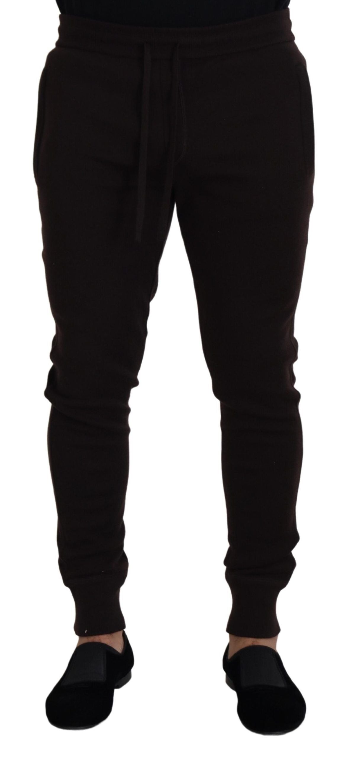 Brown Cashmere Trousers Bottoms Drawstring Pants - ventzia