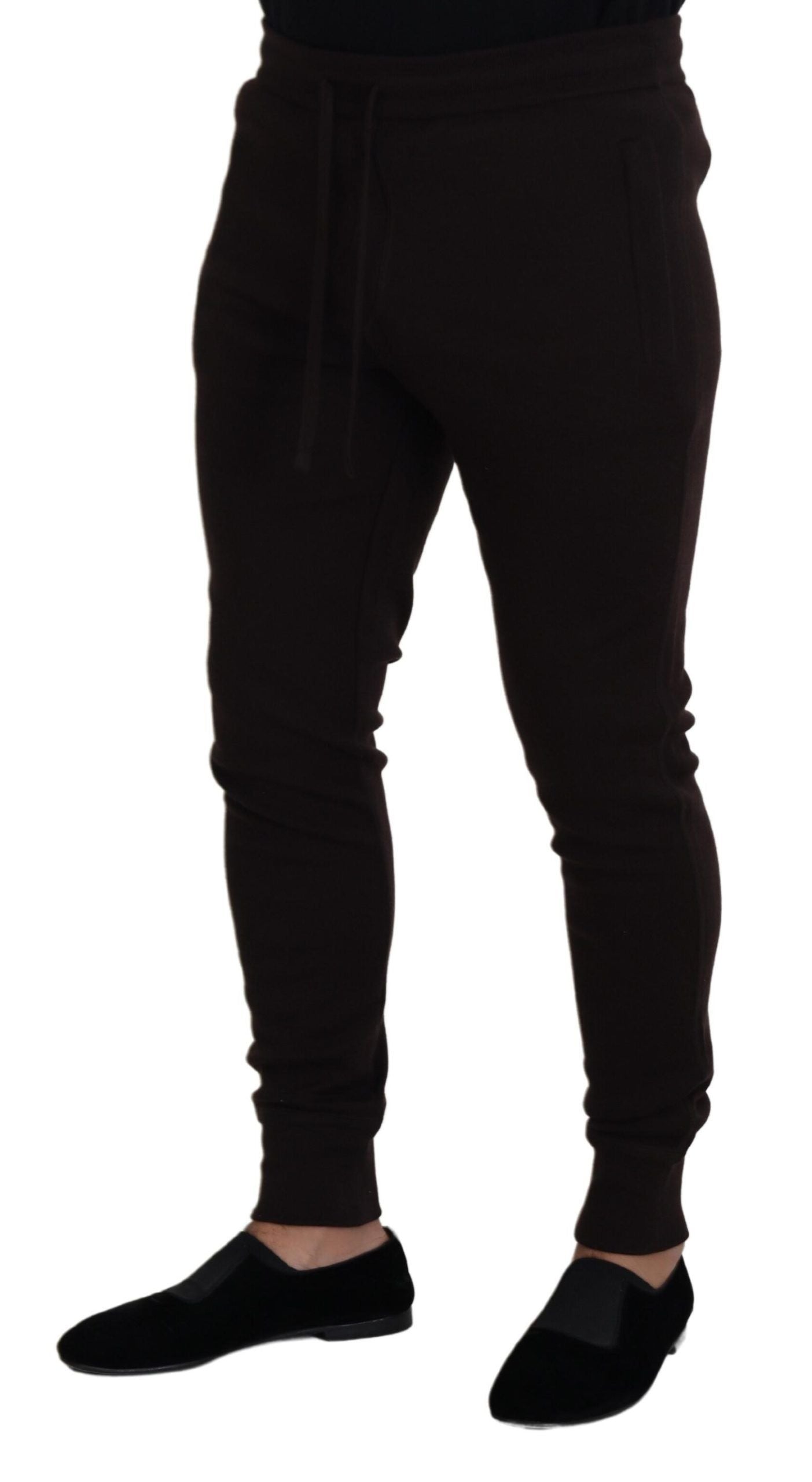 Brown Cashmere Trousers Bottoms Drawstring Pants - ventzia