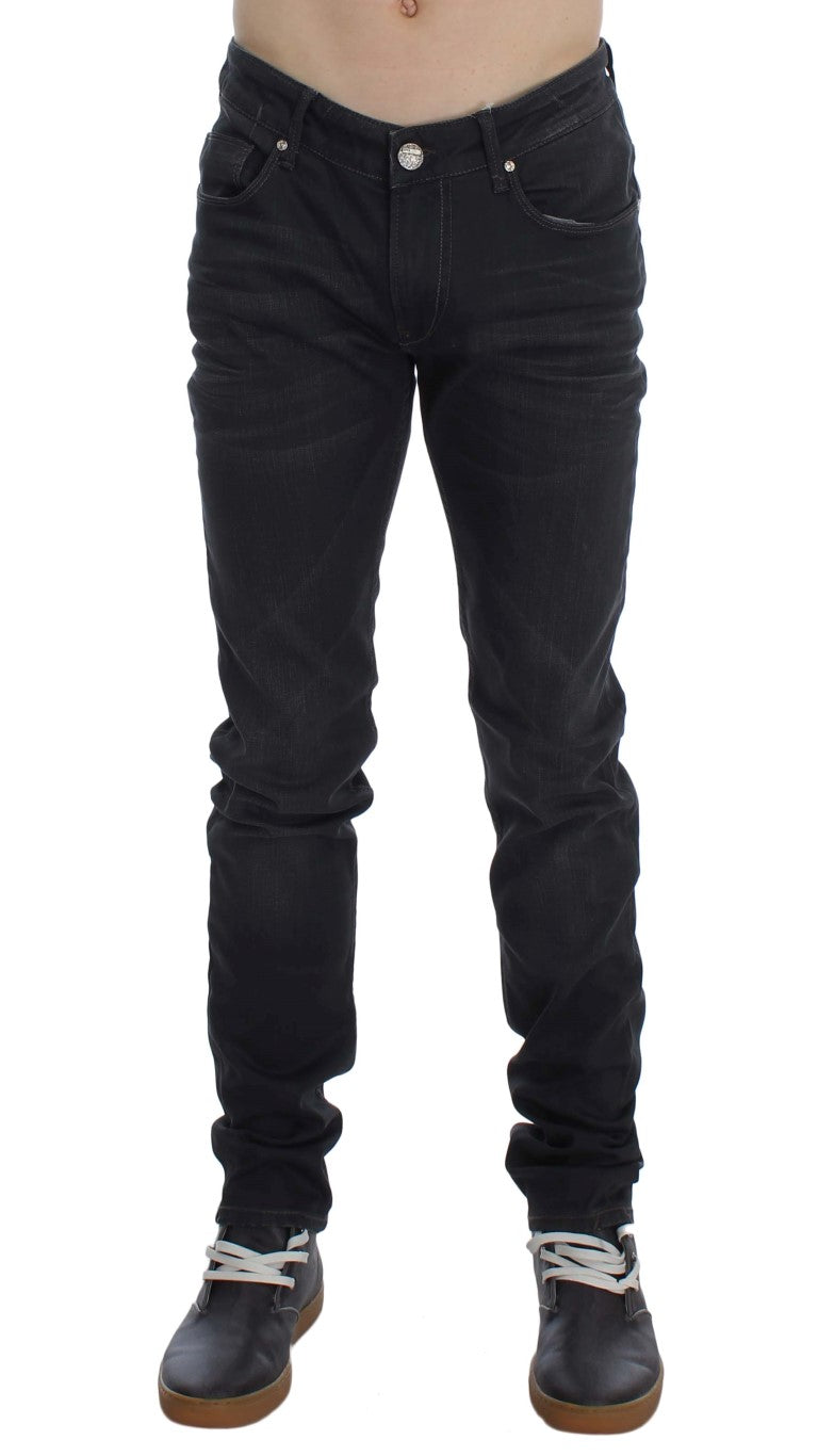 Sleek Gray Slim Fit Men's Premium Denim - ventzia