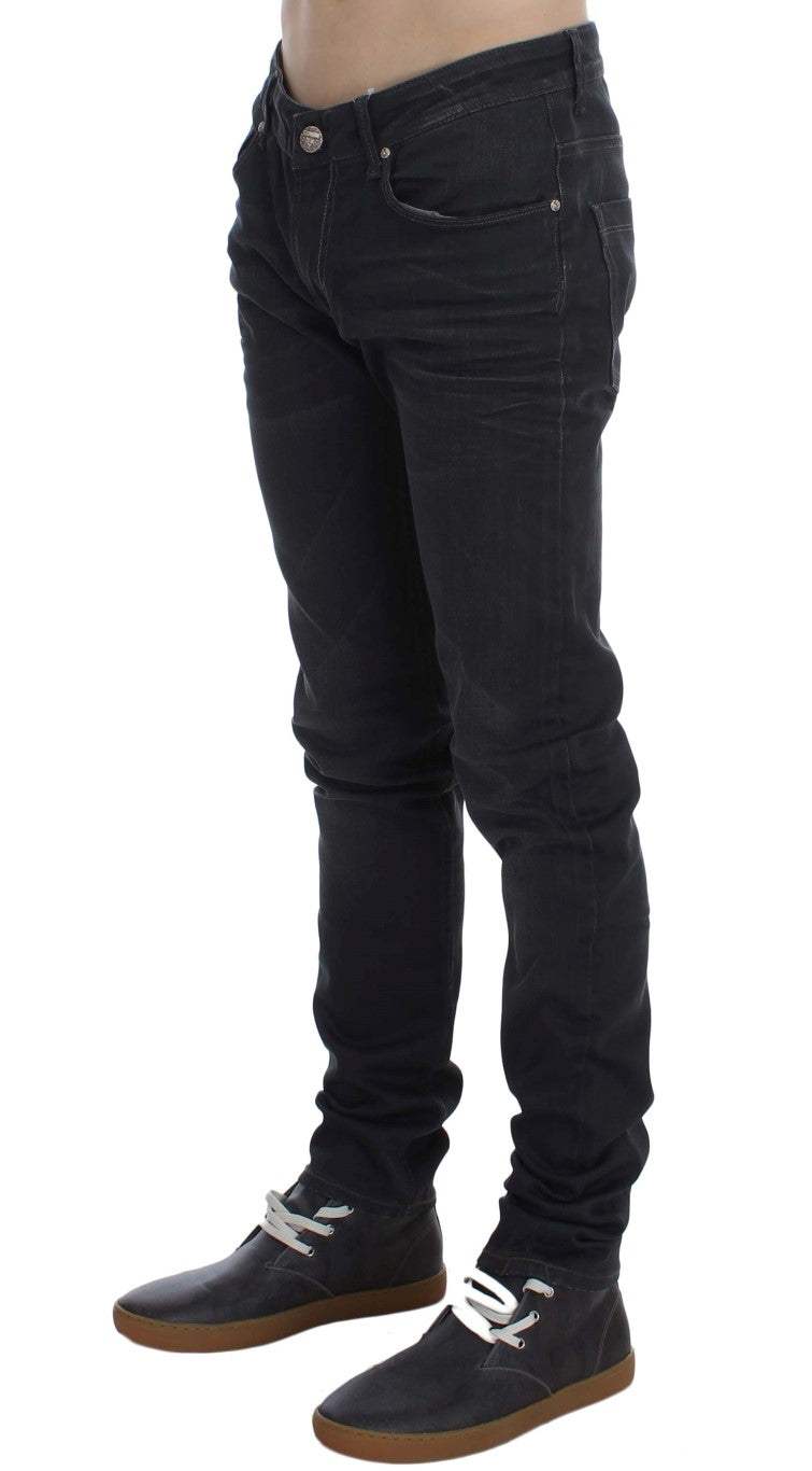 Sleek Gray Slim Fit Men's Premium Denim - ventzia