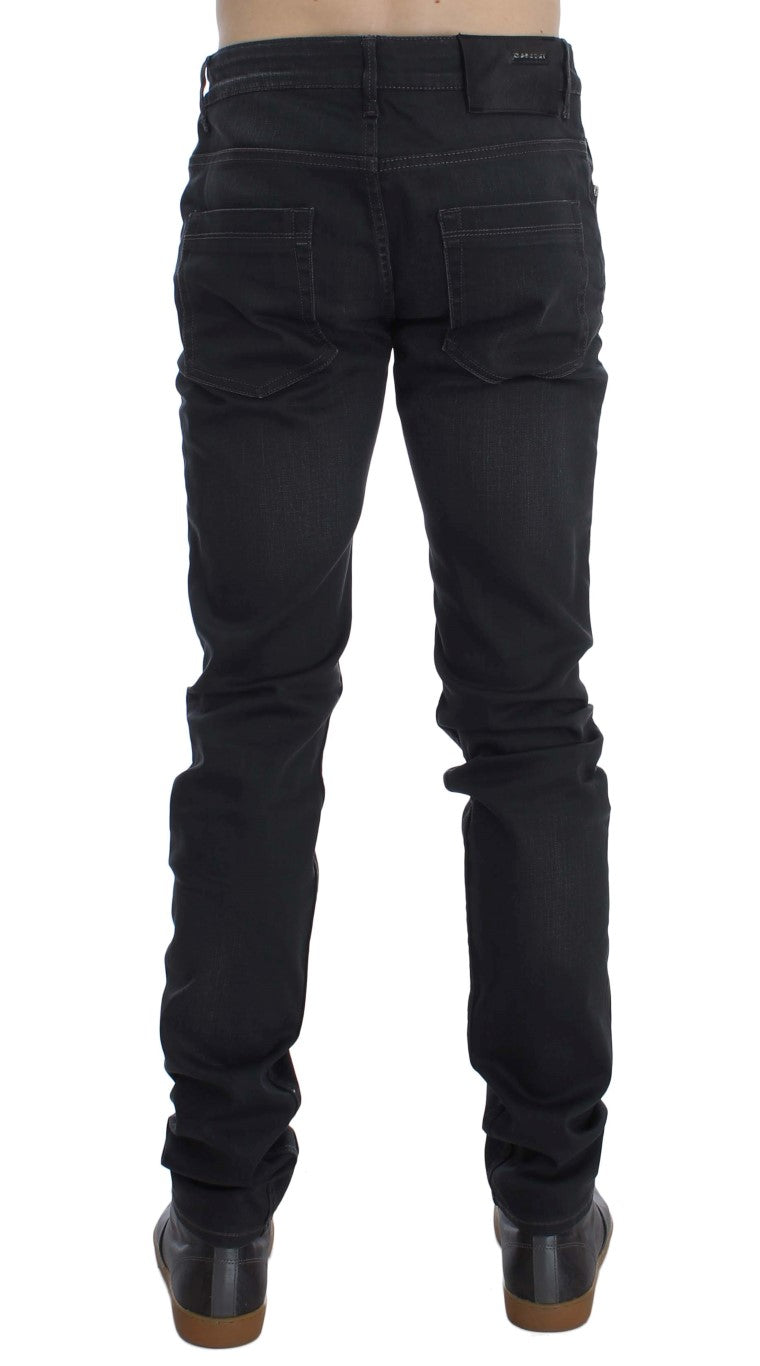 Sleek Gray Slim Fit Men's Premium Denim - ventzia