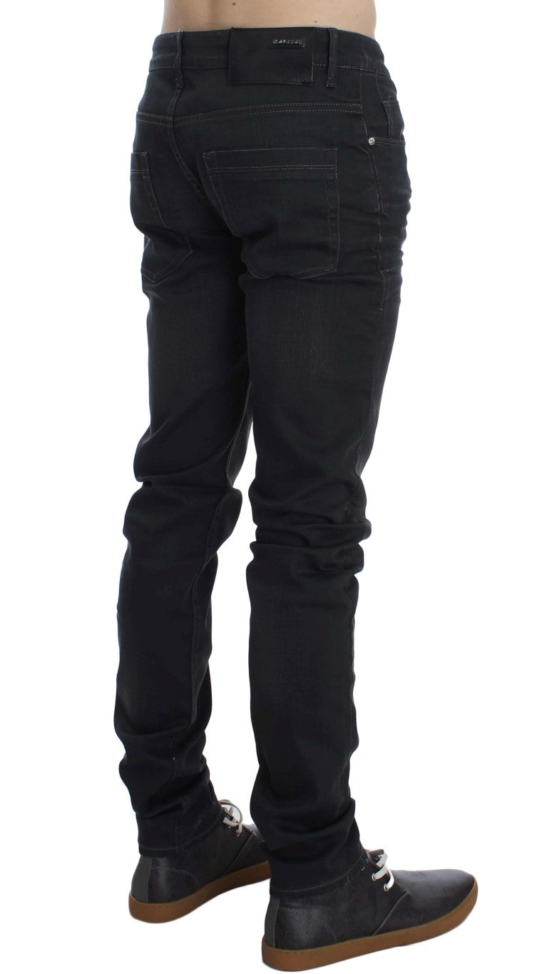 Sleek Gray Slim Fit Men's Premium Denim - ventzia
