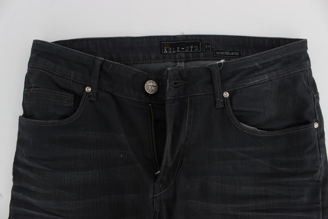 Sleek Gray Slim Fit Men's Premium Denim - ventzia