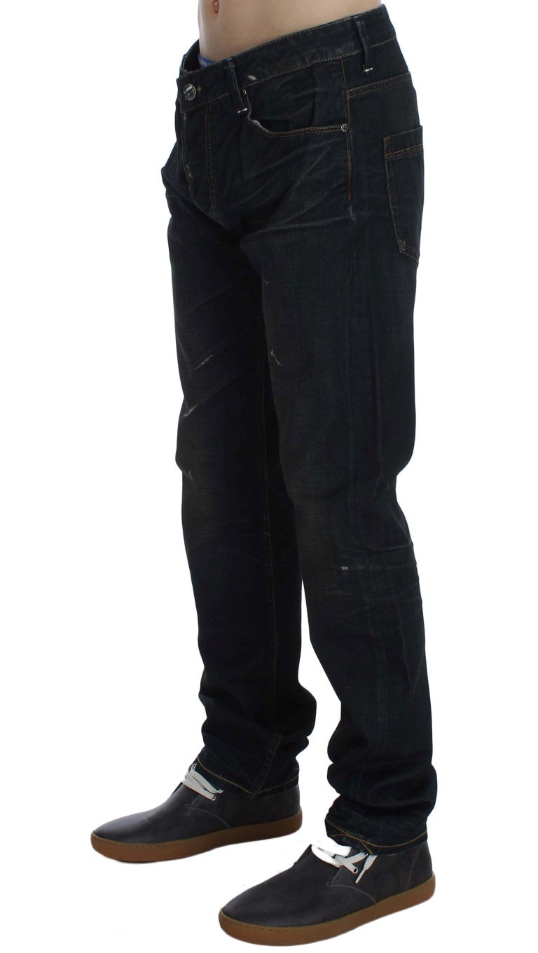 Elegant Straight Fit Dark Blue Jeans - ventzia