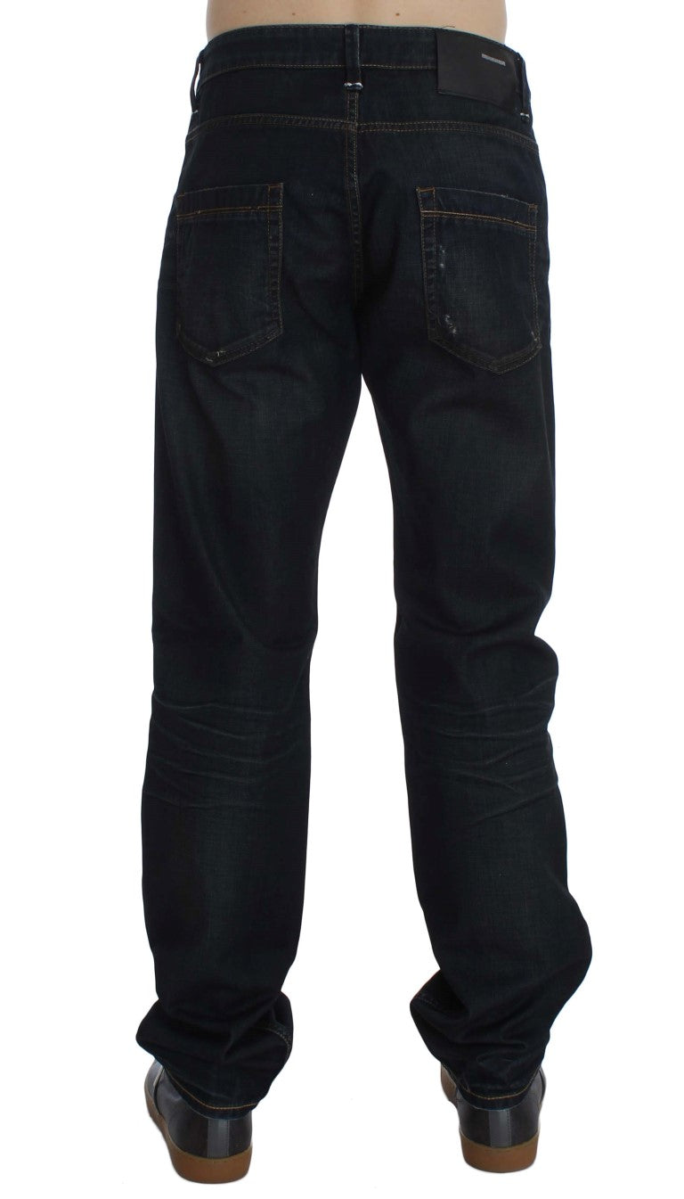 Elegant Straight Fit Dark Blue Jeans - ventzia