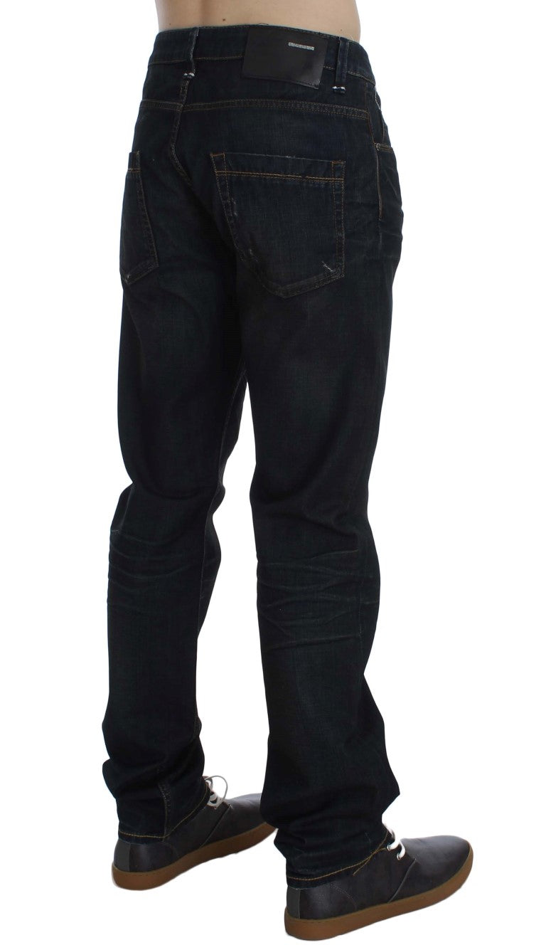 Elegant Straight Fit Dark Blue Jeans - ventzia