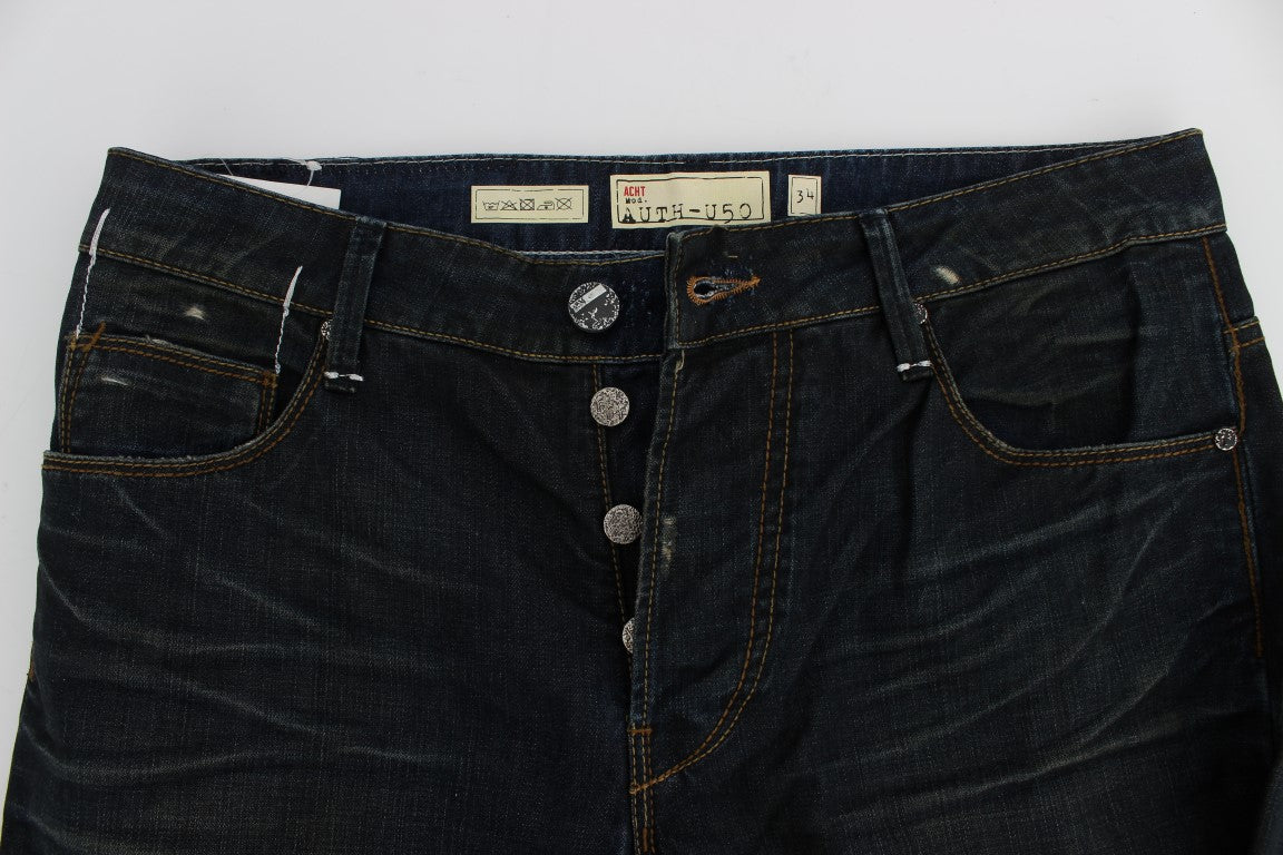 Elegant Straight Fit Dark Blue Jeans - ventzia