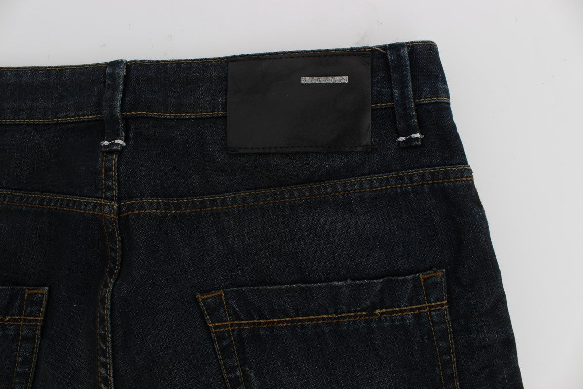 Elegant Straight Fit Dark Blue Jeans - ventzia