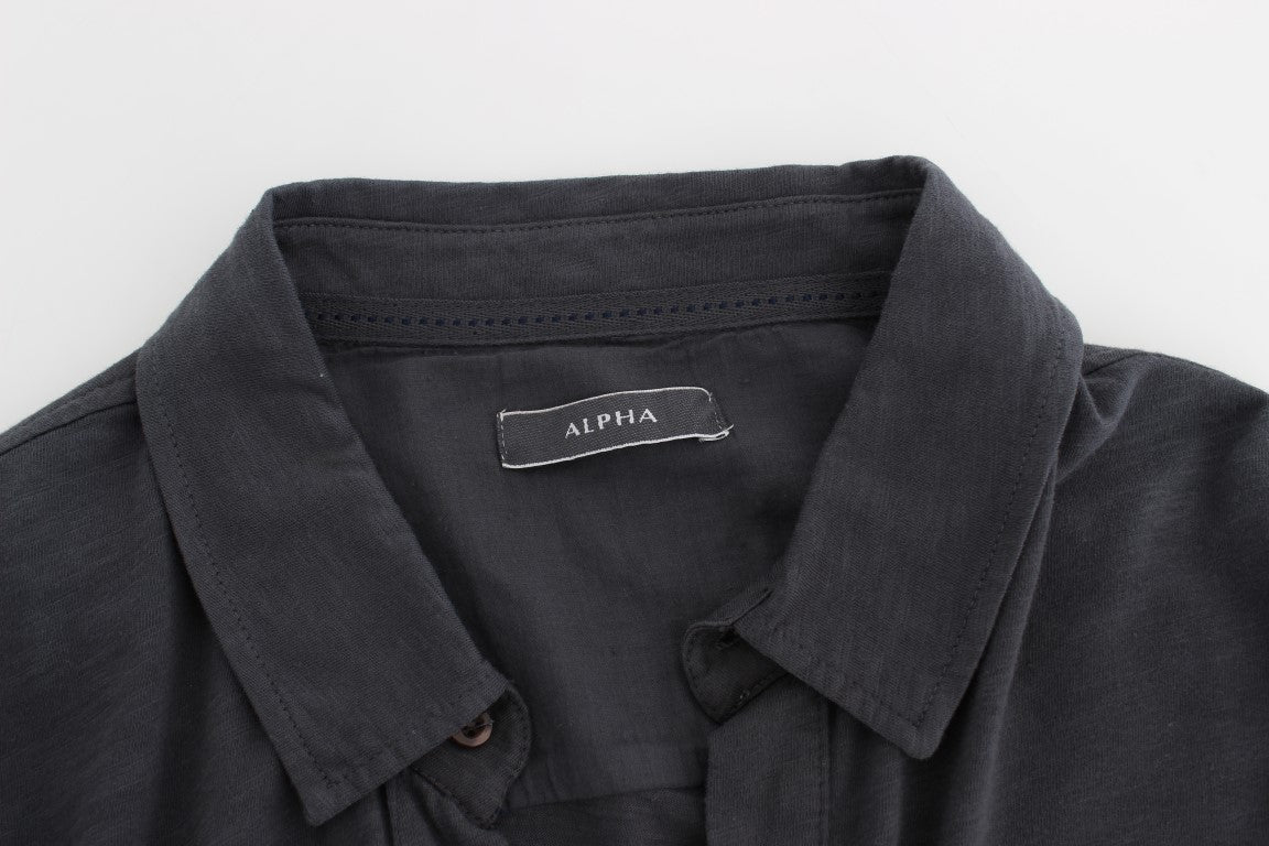 Sleek Gray Casual Cotton Shirt - ventzia