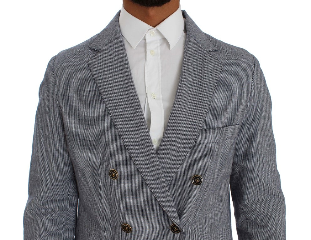 Elegant Double-Breasted Blue Blazer - ventzia