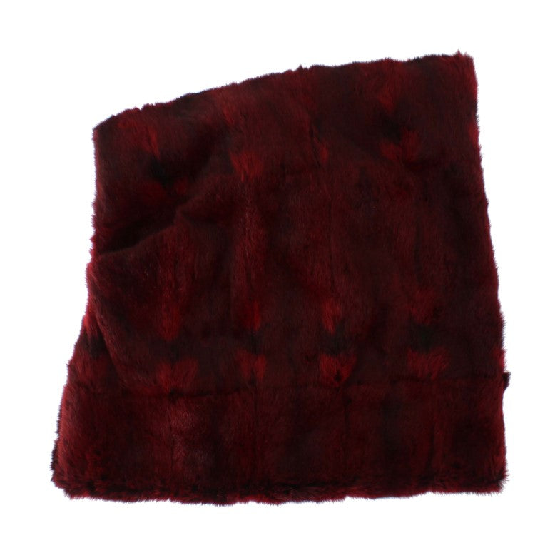 Luxurious Bordeaux Fur Hooded Scarf Wrap - ventzia