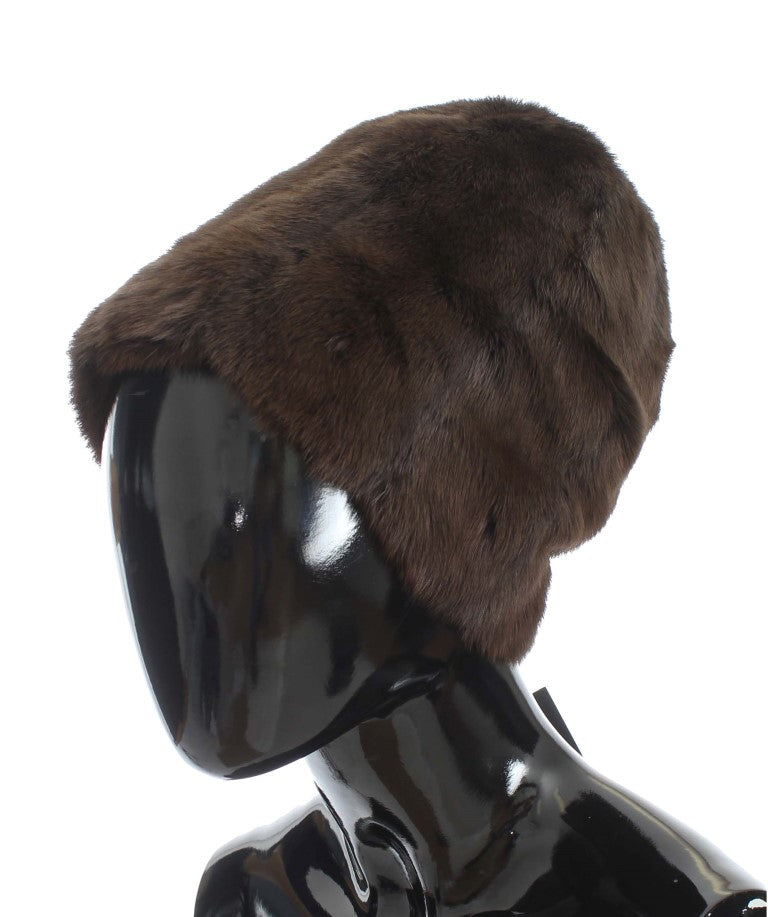 Luxurious Brown Weasel Fur Beanie - ventzia