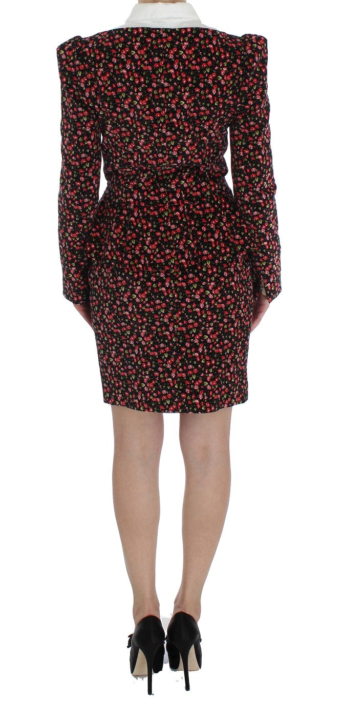 Elegant Floral Two-Piece Skirt Suit Set - ventzia