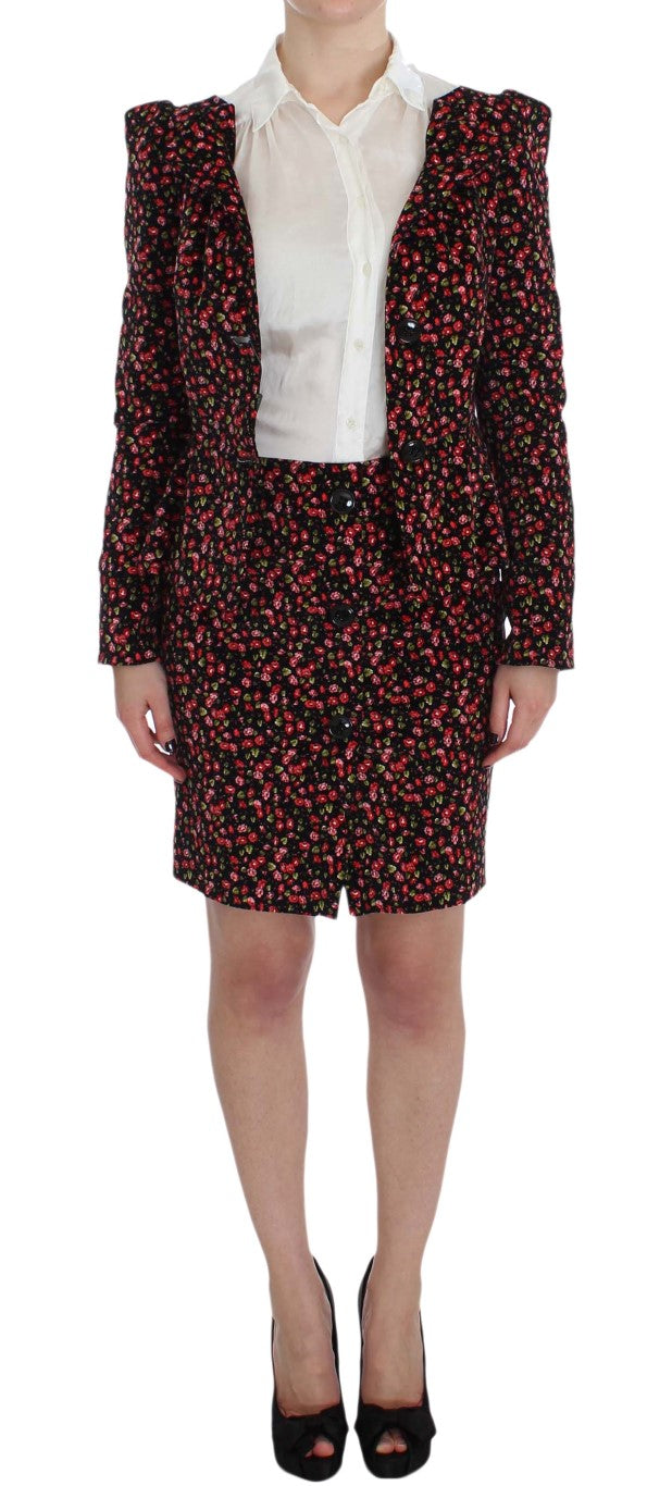 Elegant Floral Two-Piece Skirt Suit Set - ventzia