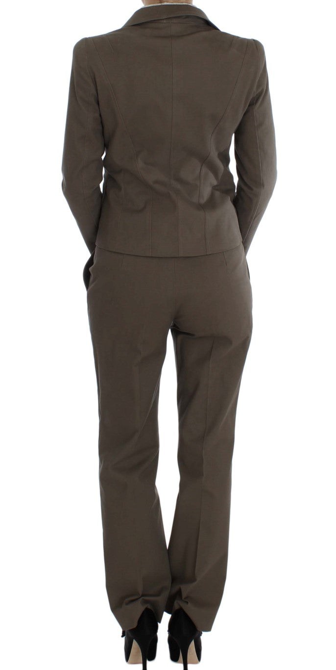 Beige Wool-Cotton Suit Set Chic Elegance - ventzia